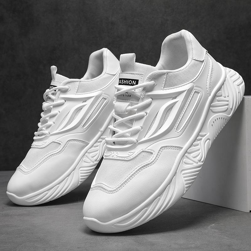 Мужская обувь Новая платформа Мужская Легкая Однотонные Повседневные Кроссовки Модные Трендовые Черные На толстой подошве Мужские Вулканизированные туфли Студенческие