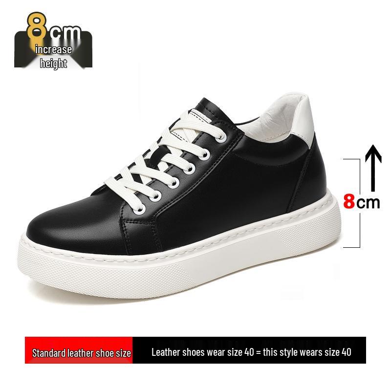 Men's 8cm Height-Boosting Casual White Sneakers