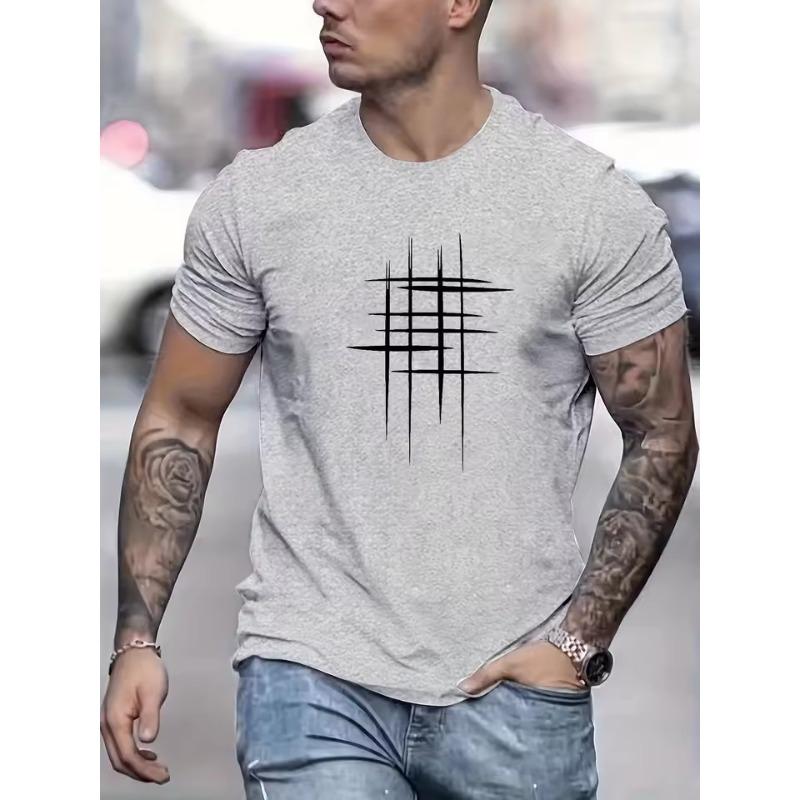 Men's Line Pattern T-Shirt Breathable Casual Street Trend 3D Printing