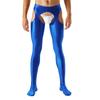 Mens Cutout Crotchless Pantyhose Glossy Mid Waist Tights Leggings