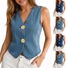 Женские джинсовые жилеты на пуговицах Топы Повседневные укороченные джинсовые майки с V-образным вырезом