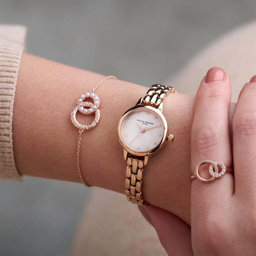 Авторизованный дистрибьютор Burton Watch Ladies OB16MN10 Classic Mini Rose Gold Bracelet Blush MOP Sparkle Marker [OLIVIA BURTON]Olivia &