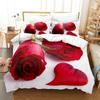 Romantic Love Rose 3D Print Bedding Set Soft Duvet Cover King Queen Size Birthday Gift Commemoration Day Gift Bedroom Decor