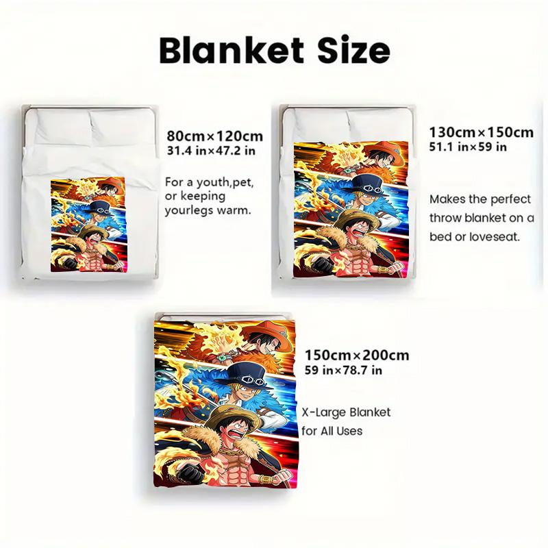 One Piece Party Flannel Blanket Lightweight Soft Warm for Theme Party Gathering THW
