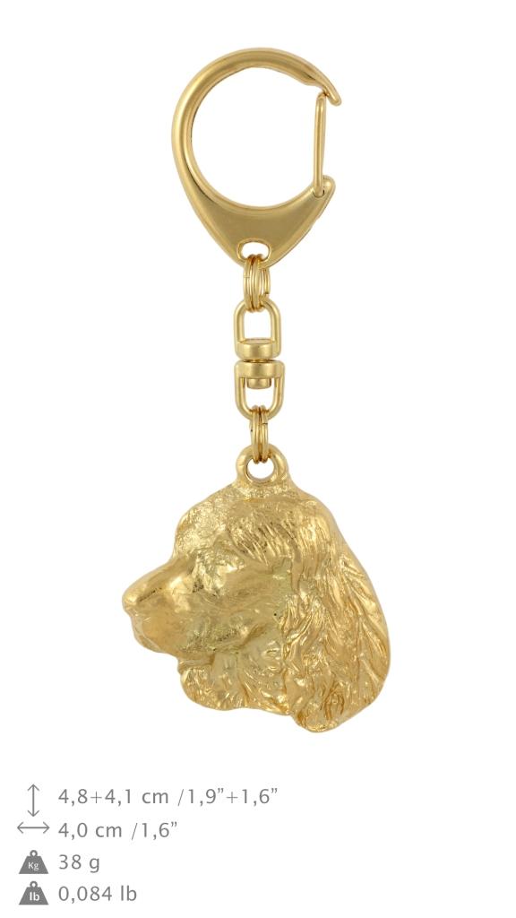 Welsh Springer Spaniel, Welsh Springer, Welsh Starter - Gilded key ring with dog in gift box, handbag decoration, luxury accessory by Art-Dog brand