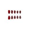 24 Manicures, Autumn And Winter Red Retro Tortoiseshell Pattern Temperament Light Luxury Short Oval Wearing Armor