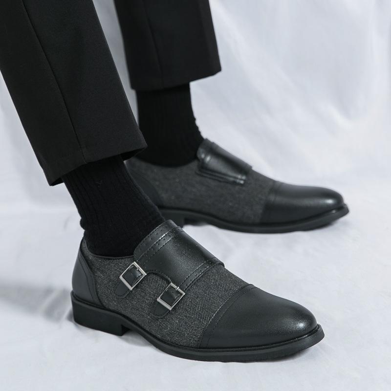 Кожаная обувь для внешней торговли мужская зимняя в стиле ретро британский стиль парикмахер одна педаль бизнес-кэжуал большой размер остроносые туфли-монки