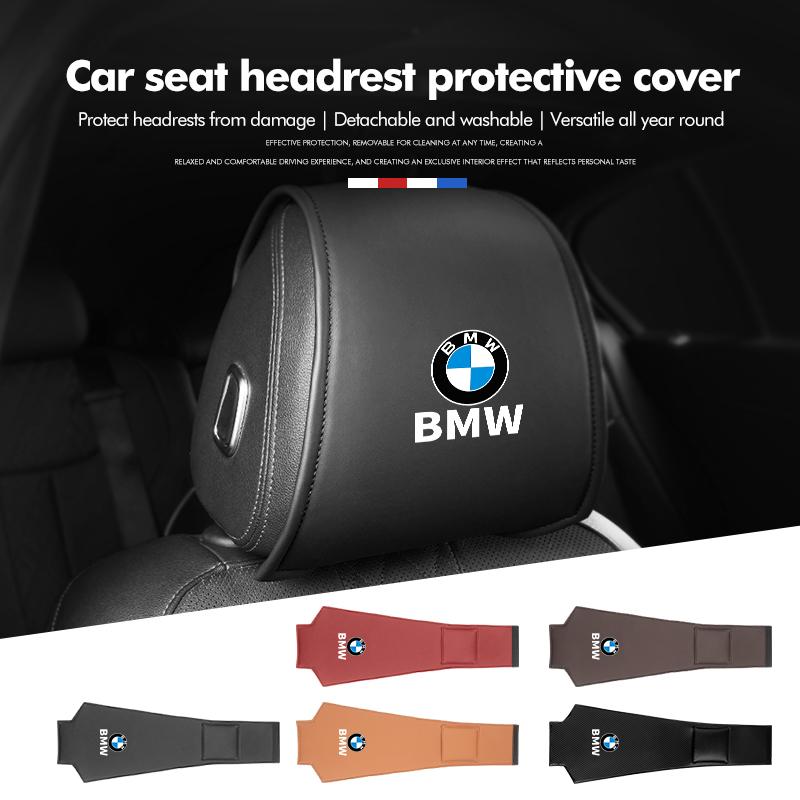 AAAXC1 Leather Car Headrest Cover Anti-Dirty Seat Protective Cover For BMW E46 E90 E60 F10 E39 F30 E36 E87 E90 E30 E53 F31 E92