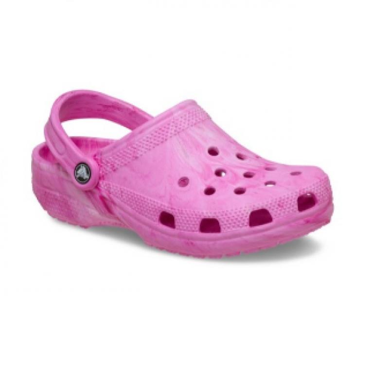 Crocs Унисекс Классические шлепанцы с акварельным мраморным рисунком Розовый вихрь 211583 7av