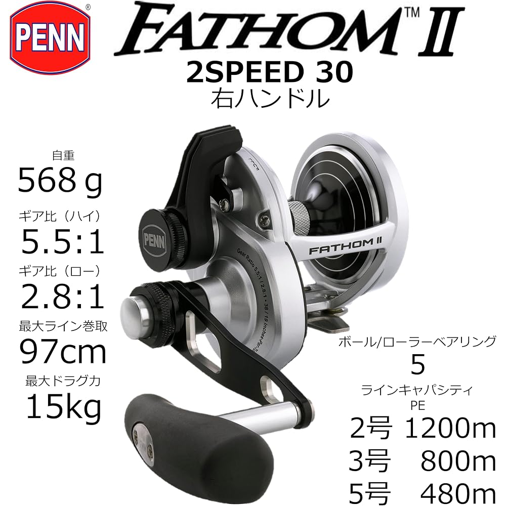 Penn Fathom II FTHII30LD2 2-Speed Offshore Jigging Reel
