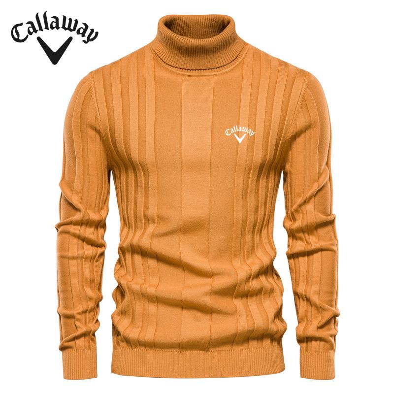 Callaway Вышитый осенне-зимний новый мужской повседневный вязаный свитер с высоким воротом, теплый базовый свитер, модный свитер-пуловер