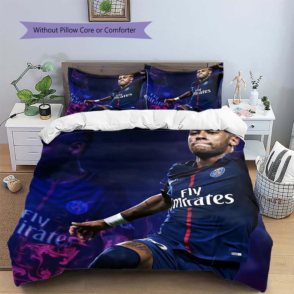 Neymar Pattern Bedding Home Decoration Birthday & Festival Gift (1 * duvet cover + 2 * pillowcase, without core)