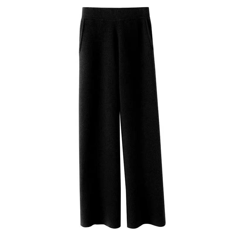 Cashmere Sweatpants Women Autumn Winter 2023 Fashion High Waist Wool Wide Leg Pants Casual Straight Loose Pants