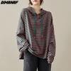 2024 Plus Size Summer Women T-Shirts Spring Long Sleeve Striped Shirts Hooded Design Casual Cotton Tops Tees Loose