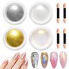 Mirror Powder - [Fairy Effect] Pink [Chrome Nail Powder] Aurora Mermaid Rainbow Nail Mirror Powder, Pink Nail Powder Metallic Mirror Glitter Pigment