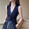 Женский летний трикотажный жилет с V-образным вырезом, без рукавов, контрастного цвета, в стиле ретро, с эффектом двухслойности, модный топ
