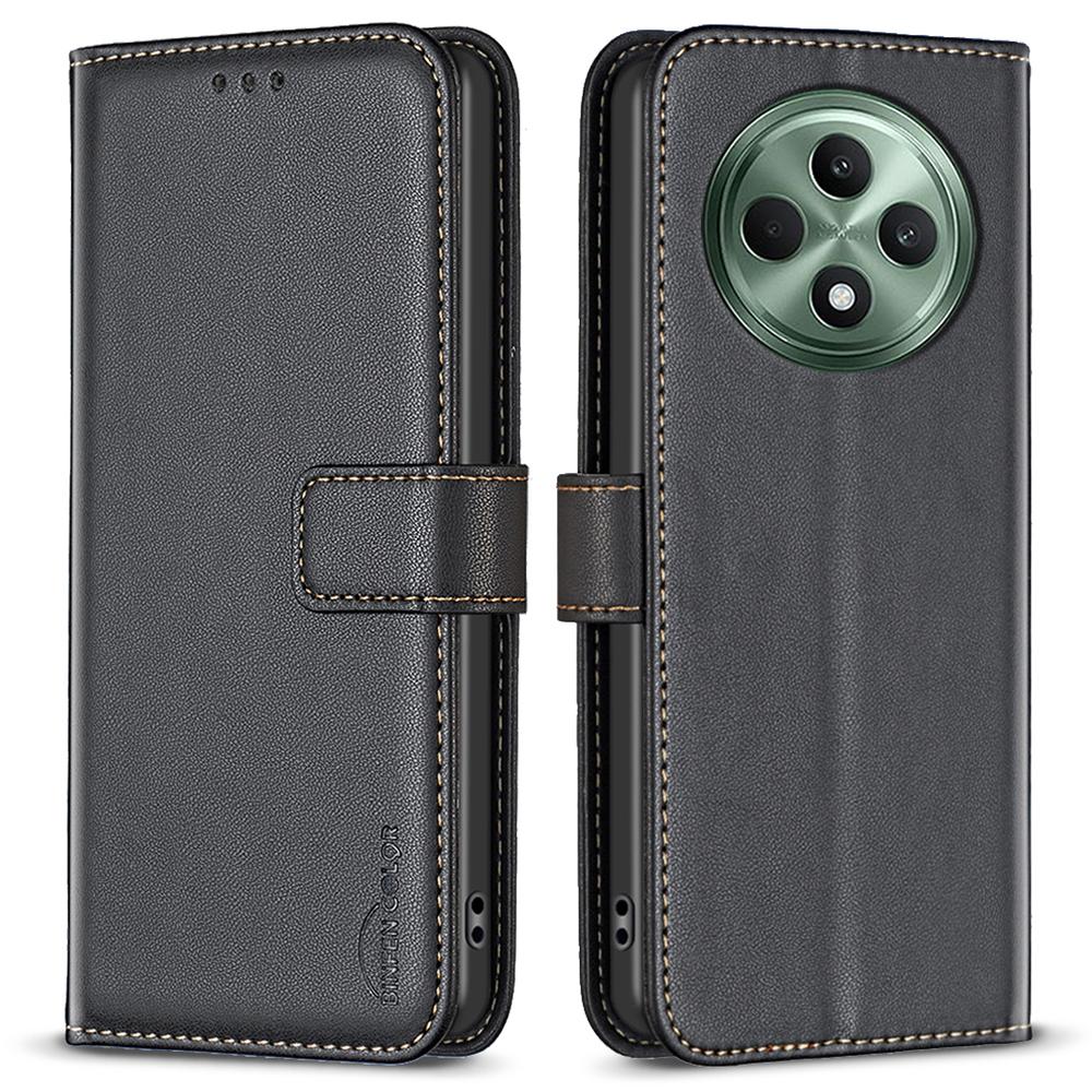 BINFEN COLOR BF17 For Oppo Reno12 F 5G Case Leather Phone Cover Wallet Stand