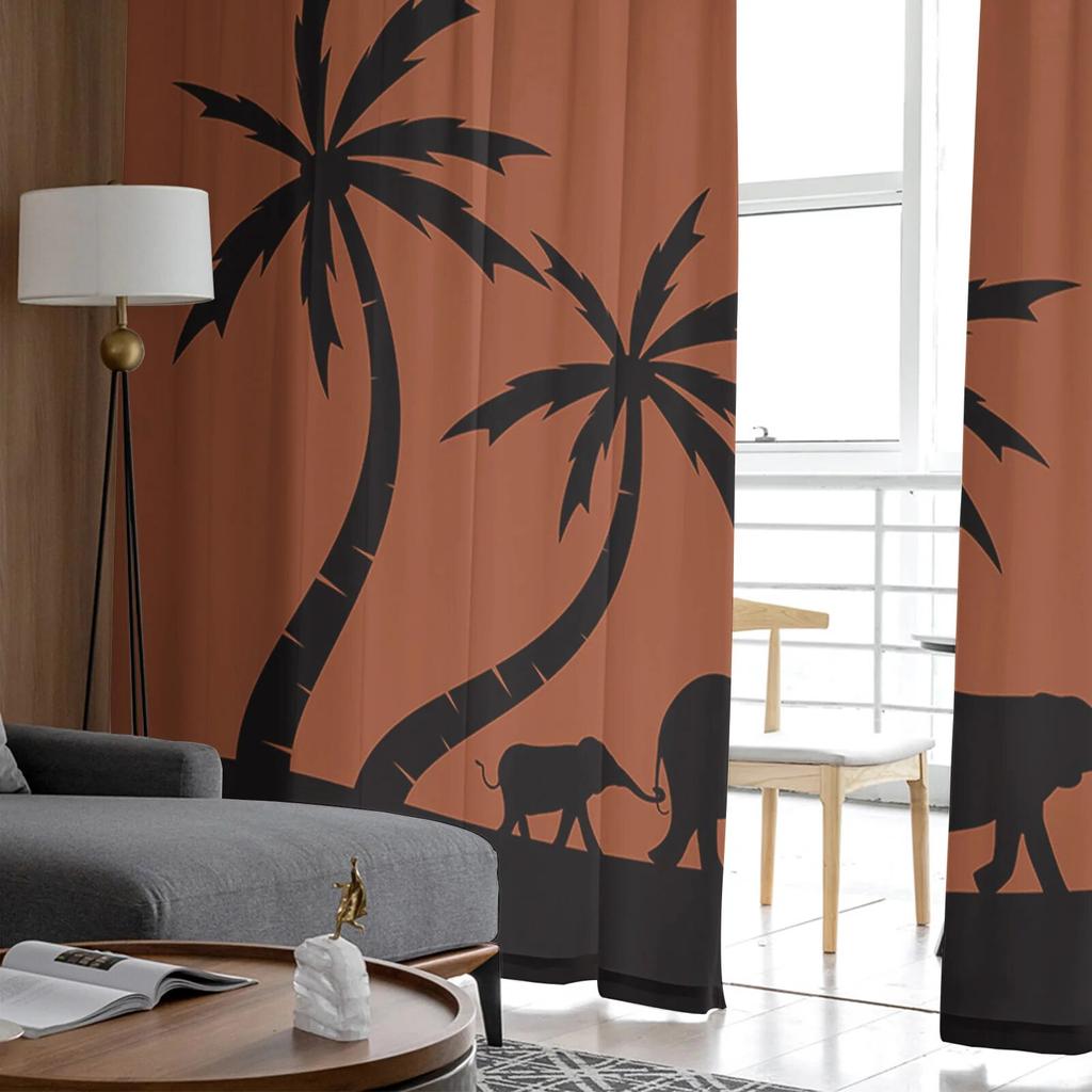 Africa Tribe Women Sunset Tulle Curtains Living Room Kitchen Chiffon Curtain Bedroom Balcony Sheer Curtain Fashion Home Decor