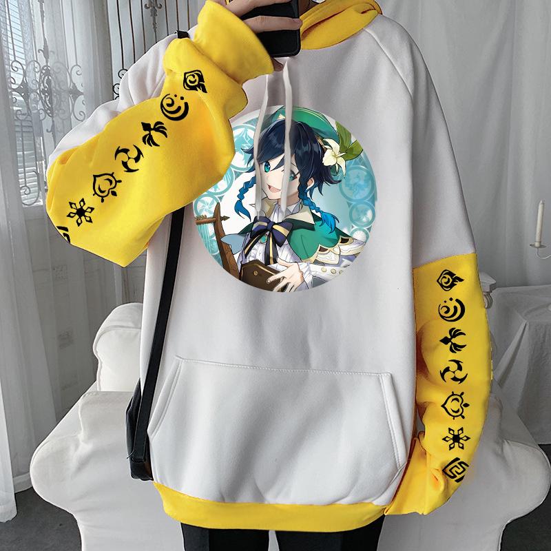 Game Genshin Impact унисекс Барбатос толстовки на молнии каваи с мультяшным принтом негабаритная уличная одежда для женщин и мужчин свободные теплые куртки на молнии пальто