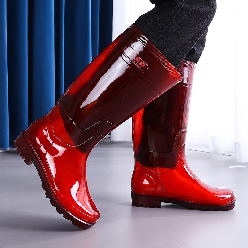Men's High Rain Boots, No Cloth Jelly Rain Shoes, Mining Rain Boots, Non-slip and Wear-resistant Rubber Shoes, Work Rain Boots
