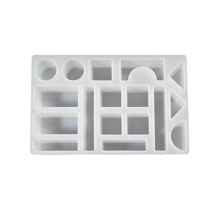 Drop Glue Toy Moulds Diy Variety Irregular Intelligence Building Blocks Mold Square Ornament Silicone Mould for Boy Gift