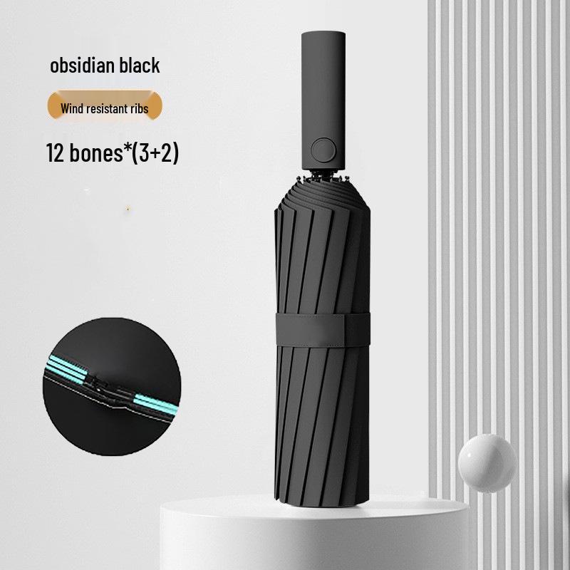 Пользовательский УФ Черный Клей Зонт от Солнца и Дождя – Женский Трехсложный Дизайн с Нанесением Логотипа.