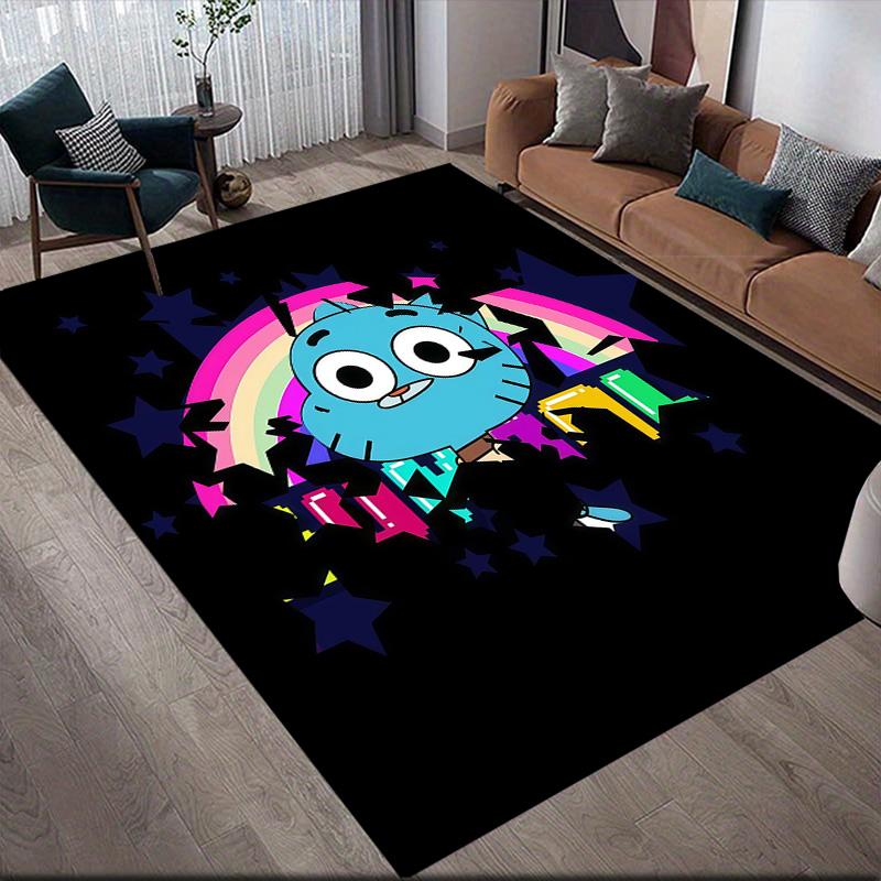 The Amazing World of Gumball4 Flannel Pattern Square Carpet,Area Rug,Carpet Rug for Living Room Bedroom Sofa Playroom Decor,Non-slip Floor Mat