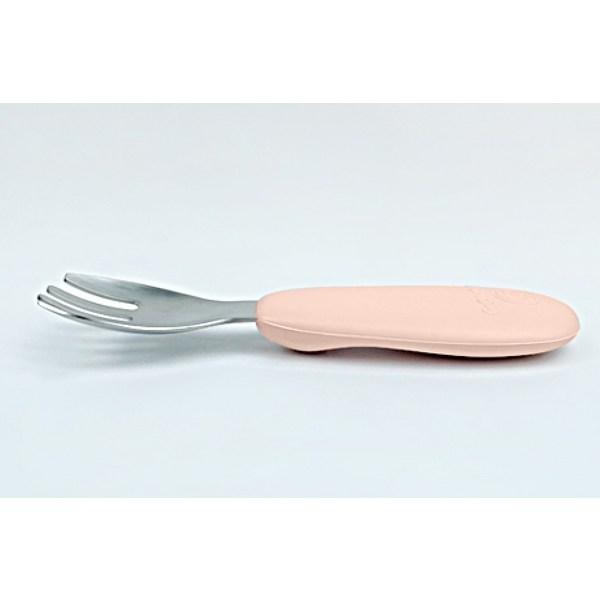 UBMom Infant Stainless Steel Silicone Handle Baby Food Spoon Fork Case Set, Songpyeon (Coral), 1 Set, Korean Popular Tableware