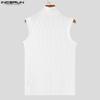 INCEURN Men Stand Collar Turtleneck Sleeveless Knitted Vest Slim Tank Tops
