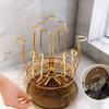 360° Rotation Cup Holder with Water Drain Tray Gold Glass Cup Storage Rack Mug&Cup Organizer  Bar