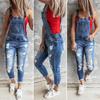 Популярные европейские и американские ретро эластичные рваные джинсовые комбинезоны