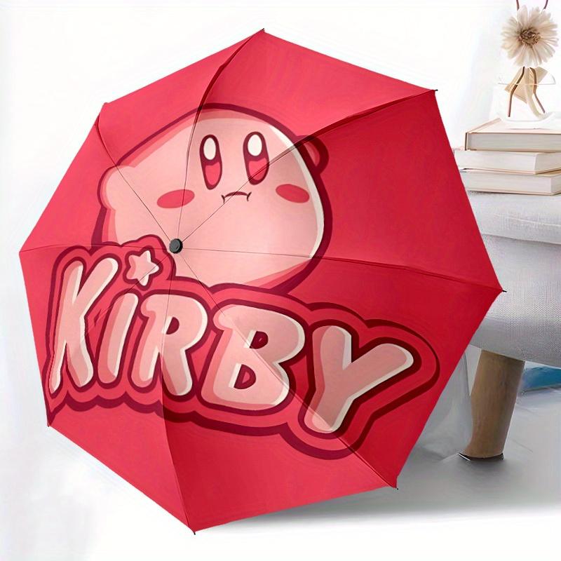 1pc Kirby Character Windproof Automatic Umbrella, Portable Folding design, Lightweight for Women/Men189