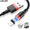 USLION 3A Быстрая зарядка телефона Магнитный кабель Micro USB Тип C Магнитный кабель Быстрая зарядка для iPhone