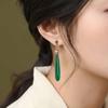 New Natural Chrysoprase Ear Studs Oval Foliage Long Earrings for Women Retro Style High-end Classic Wedding  Jewelry