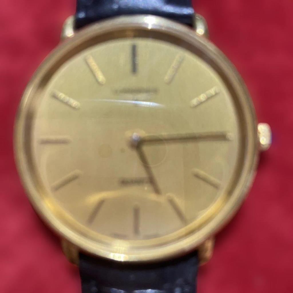 Used LONGINES quartz watch gold dial new battery.belt