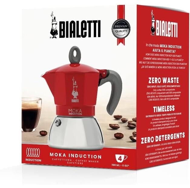 Кофеварка Bialetti Moka, 4 чашки красный (0006944)