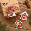 Rustic Wooden Xmas Decor 12Pcs Gingerbread House Ornaments for Christmas Tree Decorations, Hanging with Festive Candy And Snow Designs Home