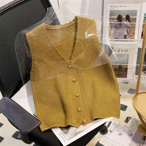 Женский жилет Вязаный жилет Женский осенне-зимний пуловер Свитер без рукавов Повседневный пуловер Жилет