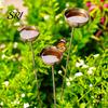 Durable Steel Garden Stake 3Pcs Ground Weatherproof Metal Stakes Multi-functional Insect Trough Accessory Bird Watering Station for Outdoor Yard Patio