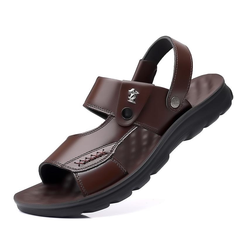 New Hot Sale Men's Sandals Non-slip Genuine Leather Sandals Soft Slippers Flat For Mens Casual Shoes Sandalias MSA511