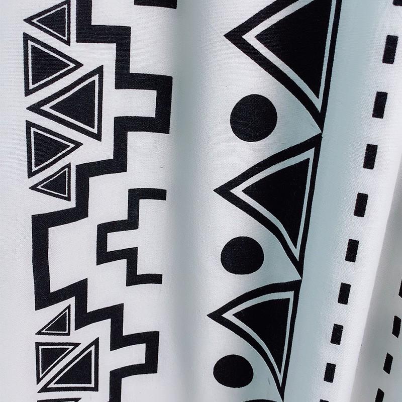 Bohemian Style Linen Cotton Kitchen Curtain Black Tassel Printed Window Home Decor