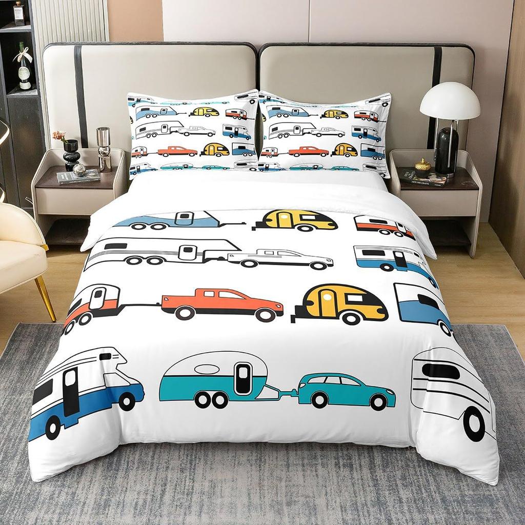Cartoon Car Three-piece Quilt Cover 3D Digital Printing Bedding Set Children's Bed Cover