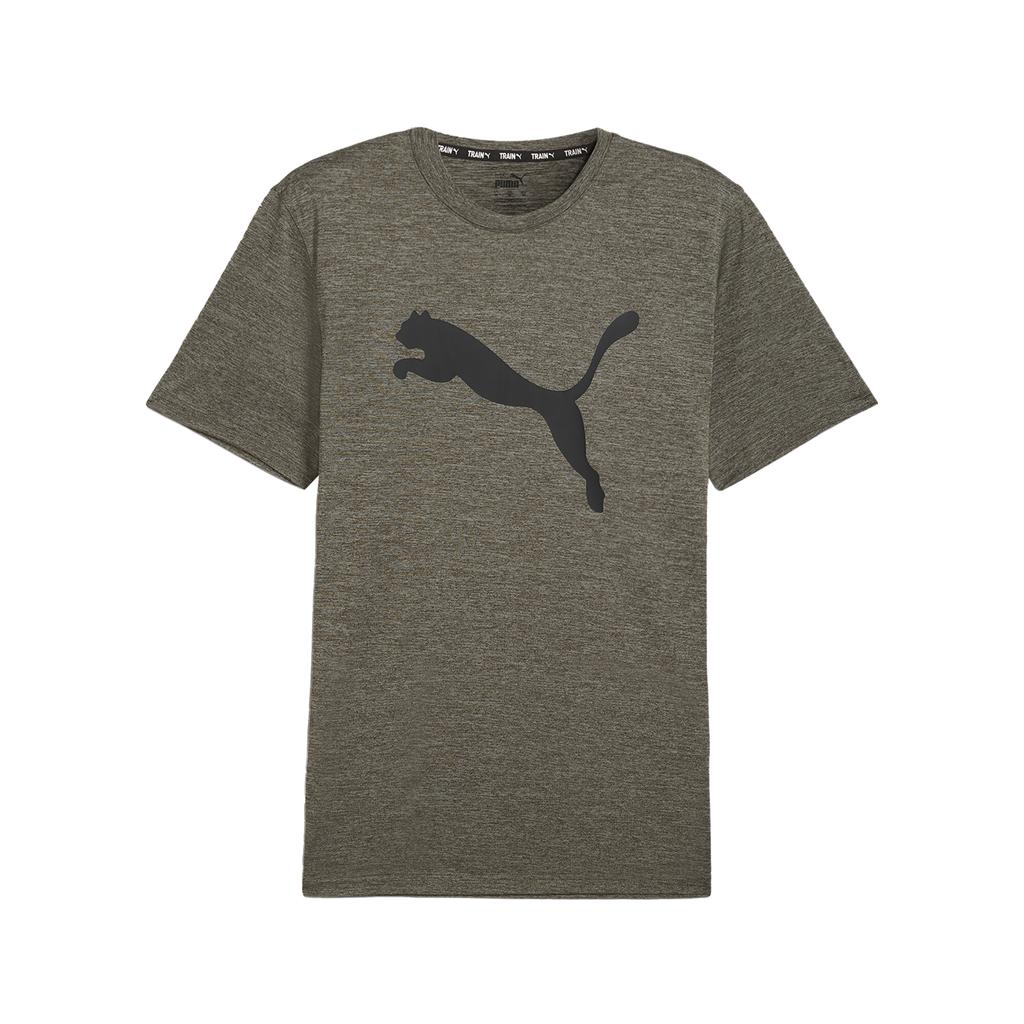 Puma Moisture Wicking Quick Dry Training Logo Print Pullover Crew Neck Short Sleeve T-Shirt Men Tops Dark-Olive-Green 522352-80