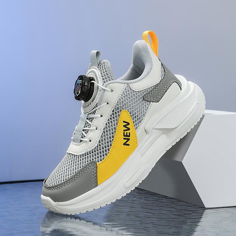 Children's personalized outdoor sports shoes 2025 boys rotating button breathable shoes medium older girls outdoor casual shoes