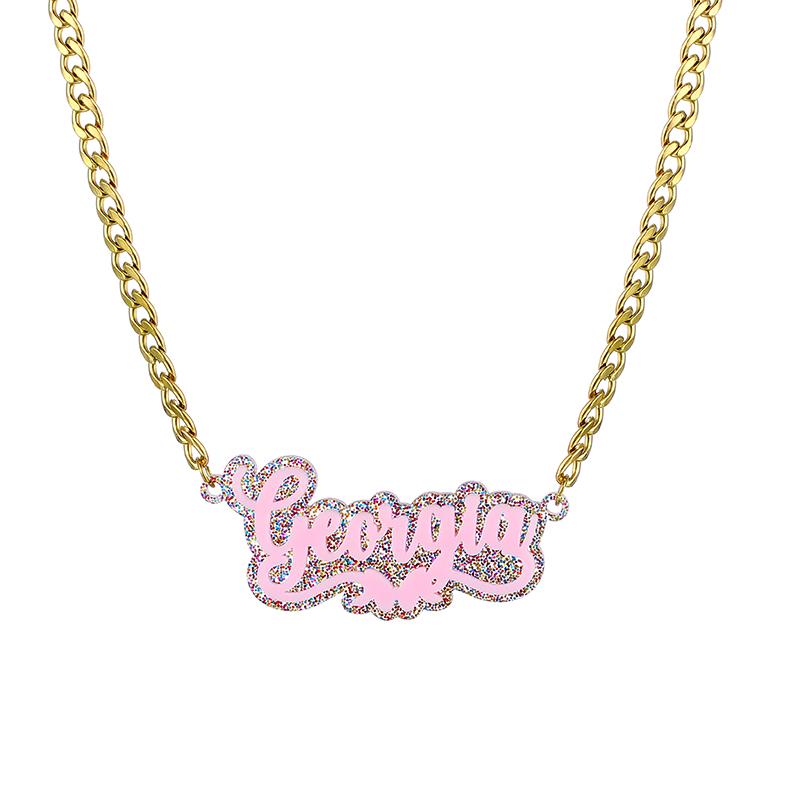 Customized Name Necklace Personalized Colorful Acrylic Pendant Fashionable and Gorgeous Hip-Hop Jewelry Graduation Season Gift
