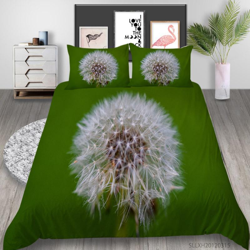 Постельное белье из микрофибры с 3D одуванчиком и растительным принтом, пододеяльник и наволочка, 2 или 3 односпальные кровати, двуспальная кровать, полноразмерное украшение для дома