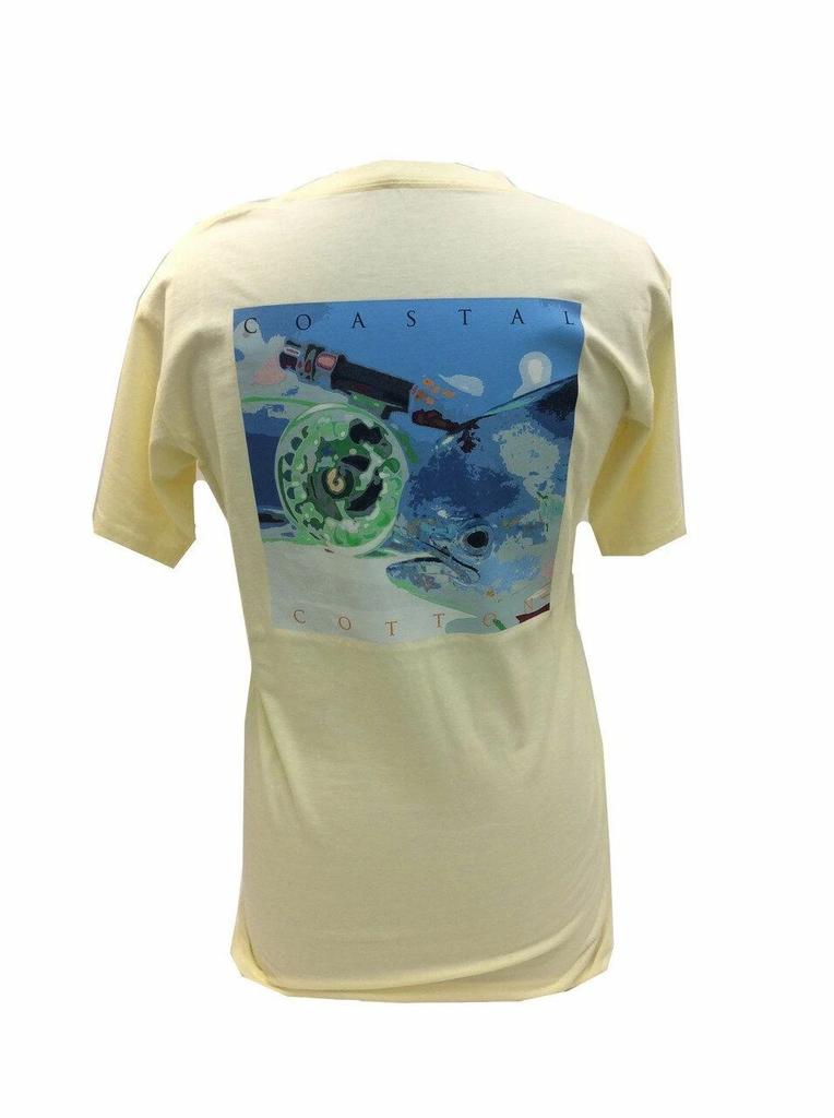 Coastal Cotton Jaune Mouche Moulinet T Shirt Mens Kids Womens Tops Tees Unisex Manches Courtes
