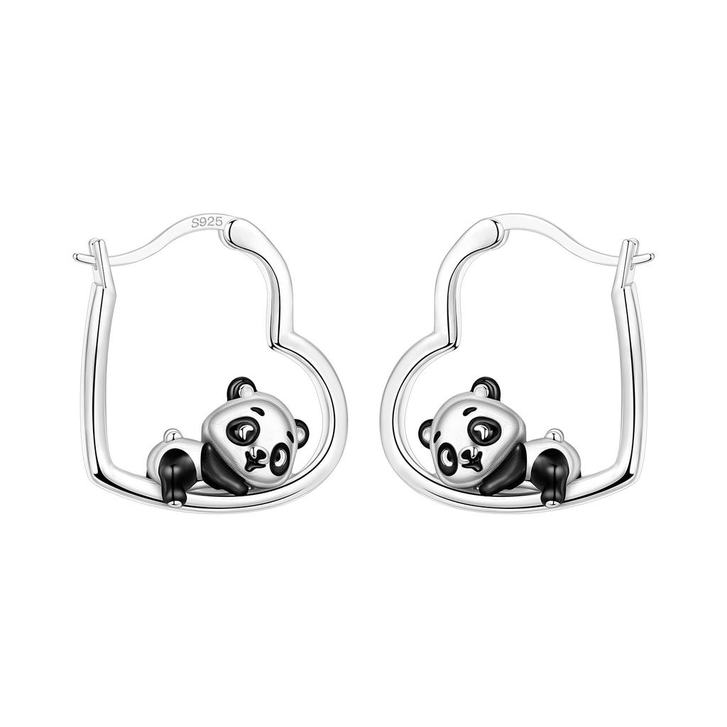 Orstarry S925 Silver Cute Panda Animals Earrings Hoop Earrings For Women Jewelry Party Trendy Gifts