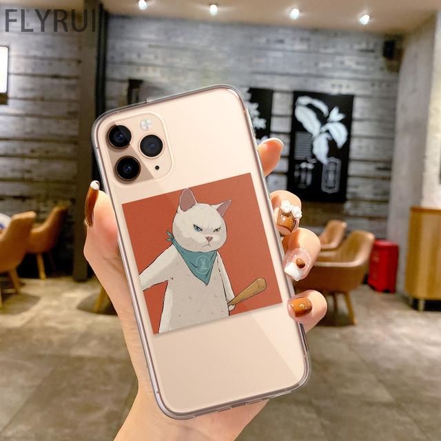 Забавный чехол для телефона с милым котом для Iphone 11 12 13 14 Pro Max Mini Xs Max X Xr Iphone Se 2020 7 8 Plus Прозрачный чехол Капа