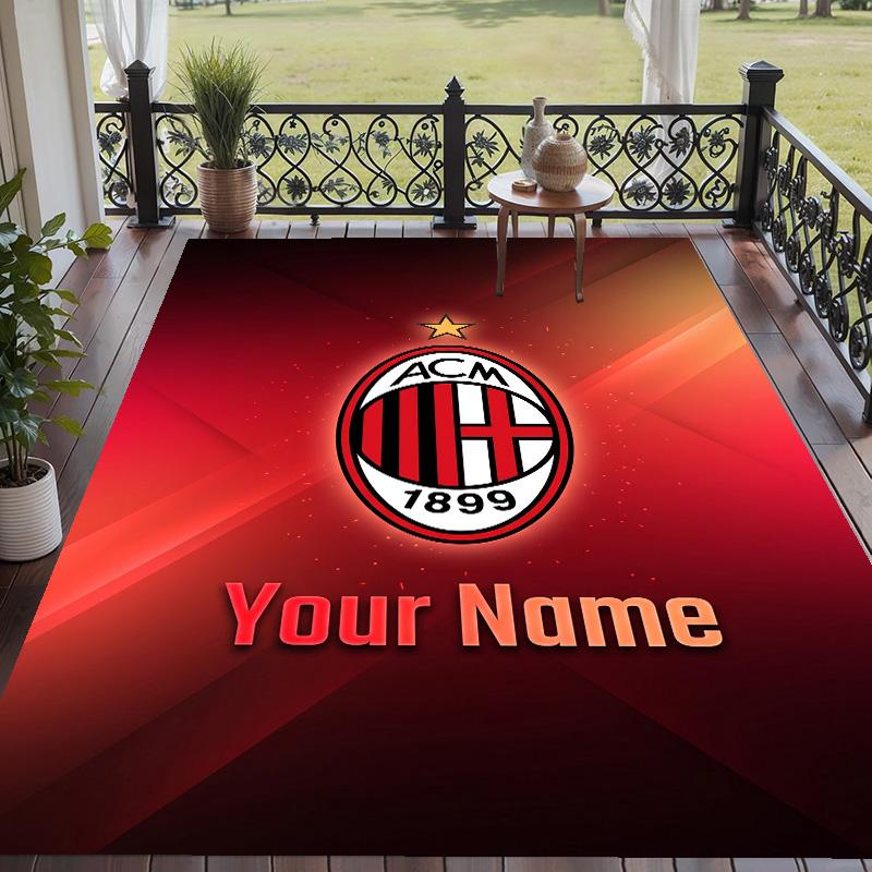 Custom Text Printed Rug AC Milan Non Slip Floor Carpet For Home Room Decor